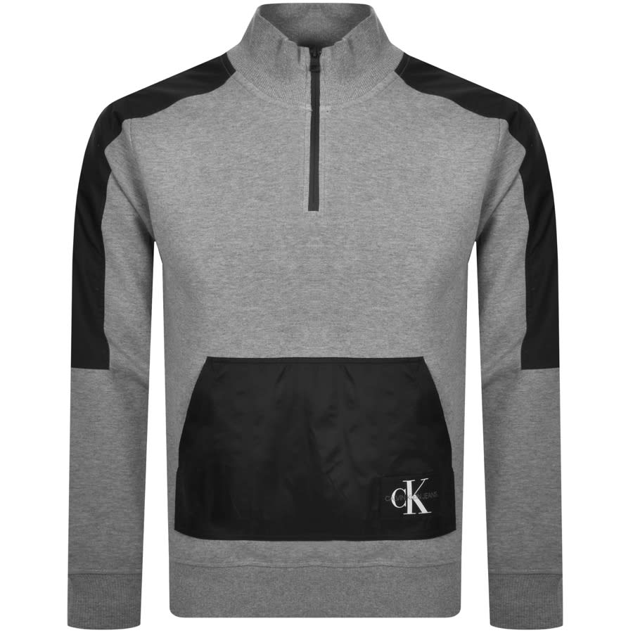 Alternative Image for ProductCalvin Klein Jeans Half Zip Sweatshirt Grey1